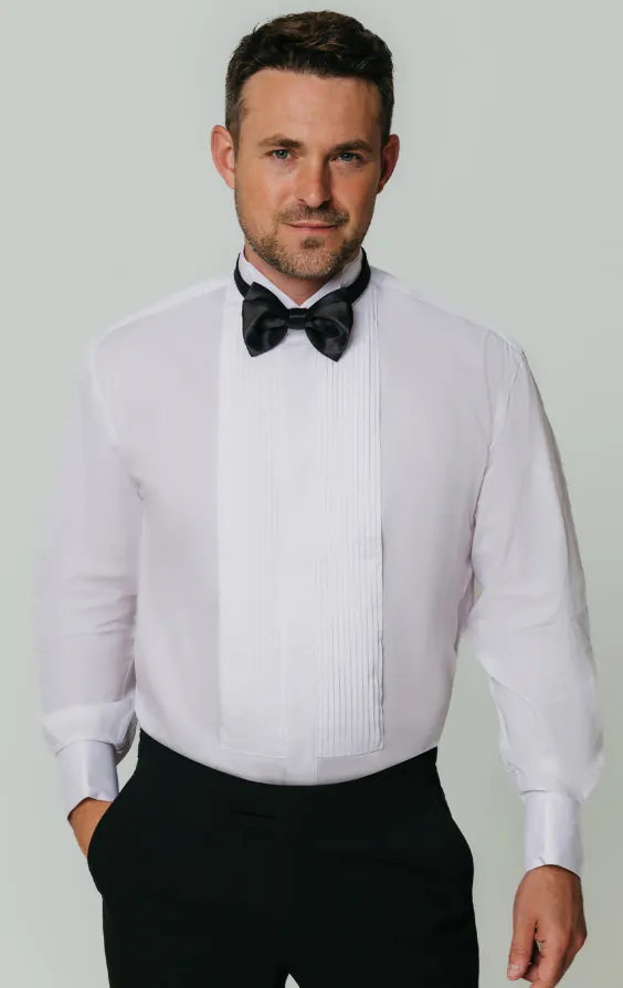 Chemise habillée, plissée devant, col cassé Chemise habillée, plissée devant, col cassé