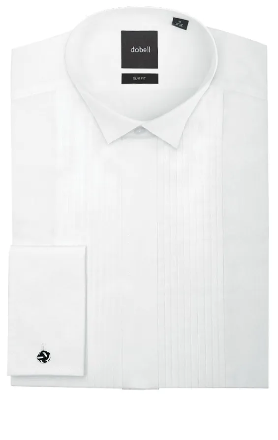Chemise blanche, plissé devant, coupe slim avec col cassé - photo 1 Chemise blanche, plissé devant, coupe slim avec col cassé - photo 1