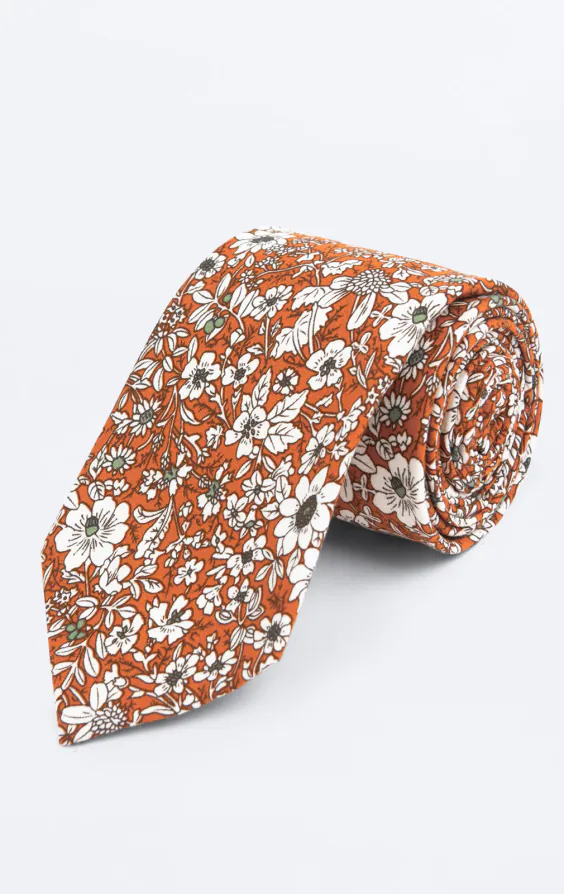 Cravate fleurie orange Cravate fleurie orange