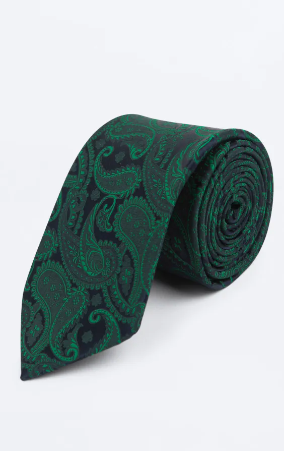 Cravate verte à motif cachemire Cravate verte à motif cachemire