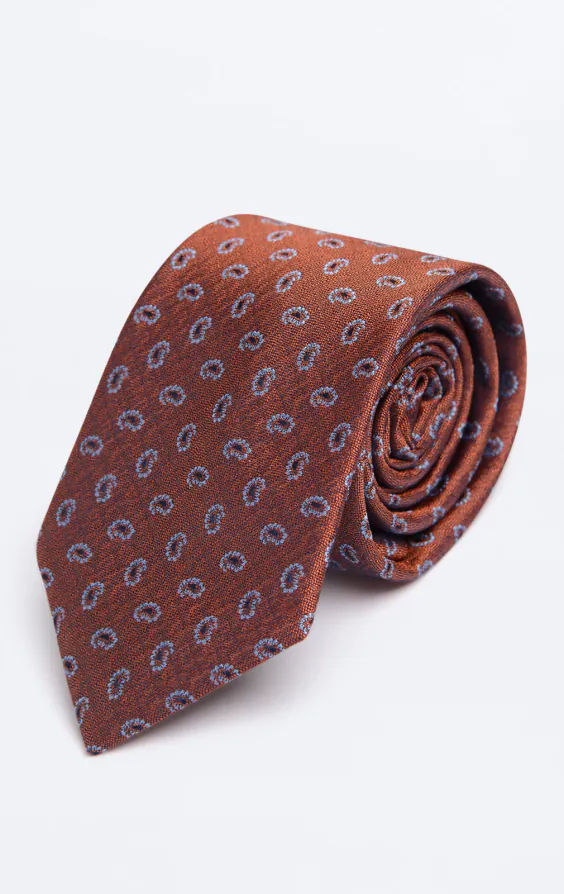 Cravate motif paisley à brun rouille Cravate motif paisley à brun rouille