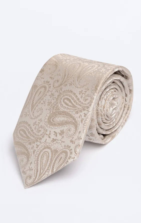 Cravate motif paisley à champagne Cravate motif paisley à champagne
