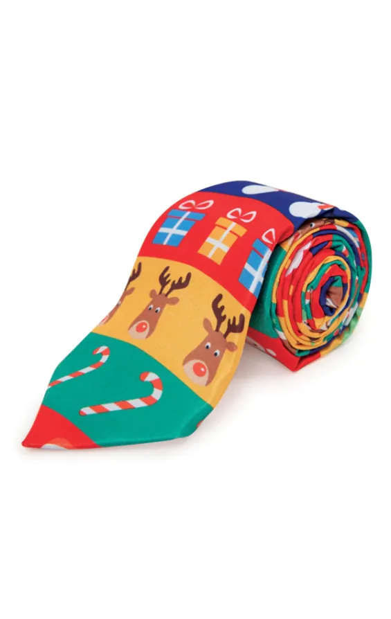 Cravate Motif Papier Cadeaux de Noël