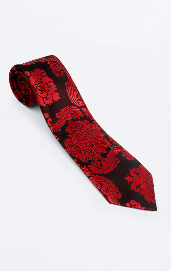 Cravate Jacquard Victorien Rouge - photo 2