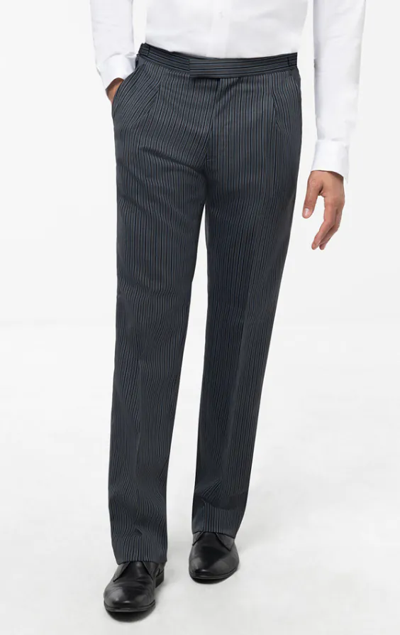 Costume de Cérémonie Herringbone Noir, 1 Bouton avec Pantalons Rayés - photo 7