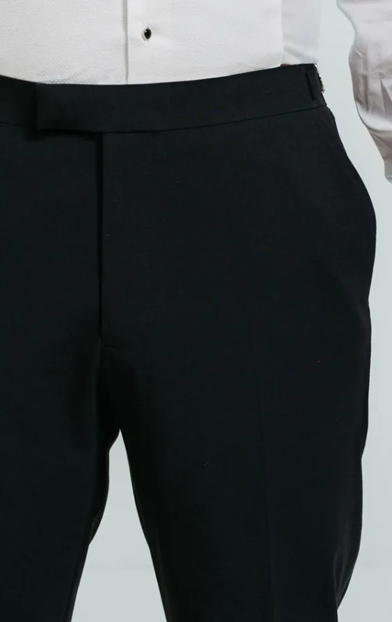 Pantalon bleu marine bande satin sur les côtés - photo 1
