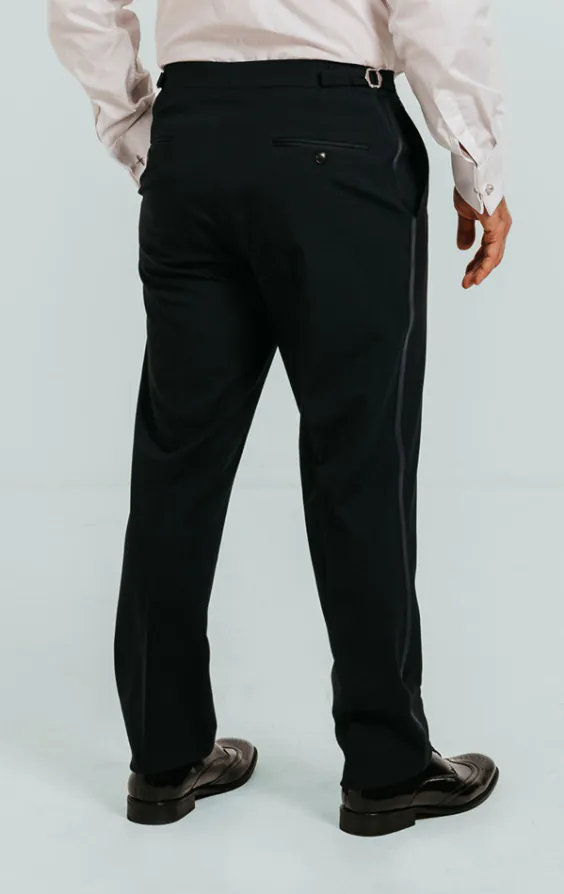 Pantalon bleu marine bande satin sur les côtés - photo 2