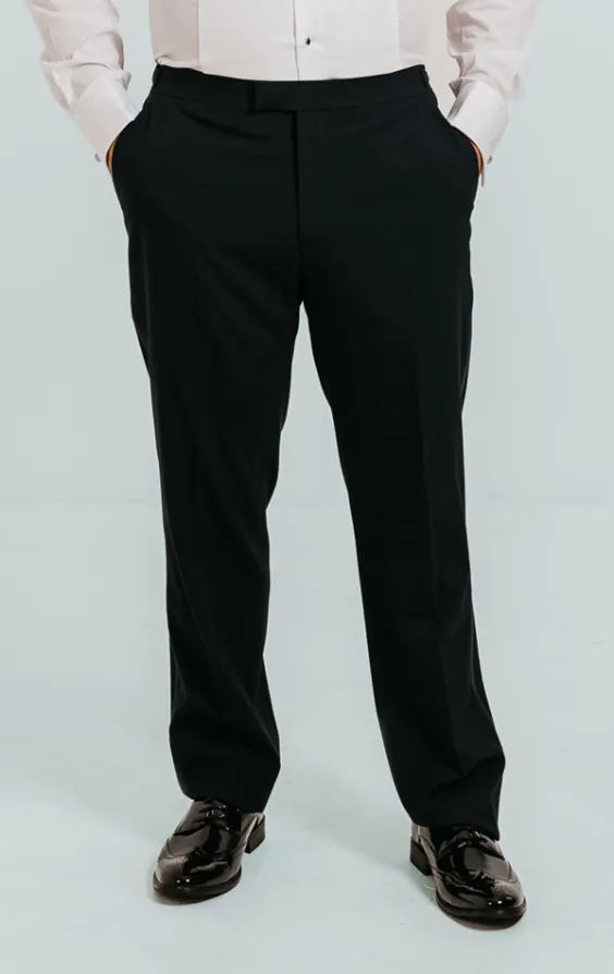 Pantalon bleu marine bande satin sur les côtés
