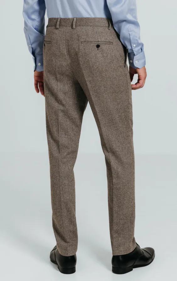 Pantalon de costume tweed marron à chevrons - photo 2 Pantalon de costume tweed marron à chevrons - photo 2