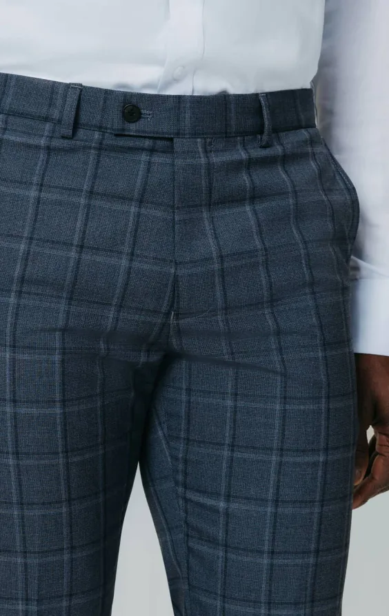 Pantalon de costume à carreaux à fenêtre bleu audacieux - photo 1
