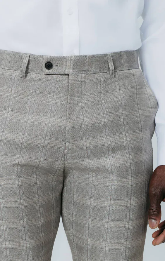 Pantalon de costume à carreaux taupe - photo 1