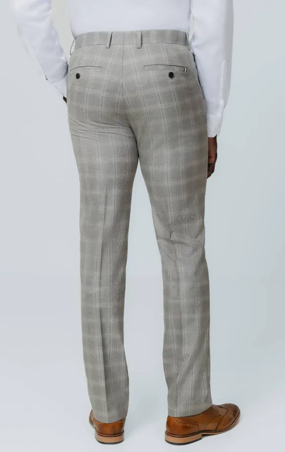 Pantalon de costume à carreaux taupe - photo 2
