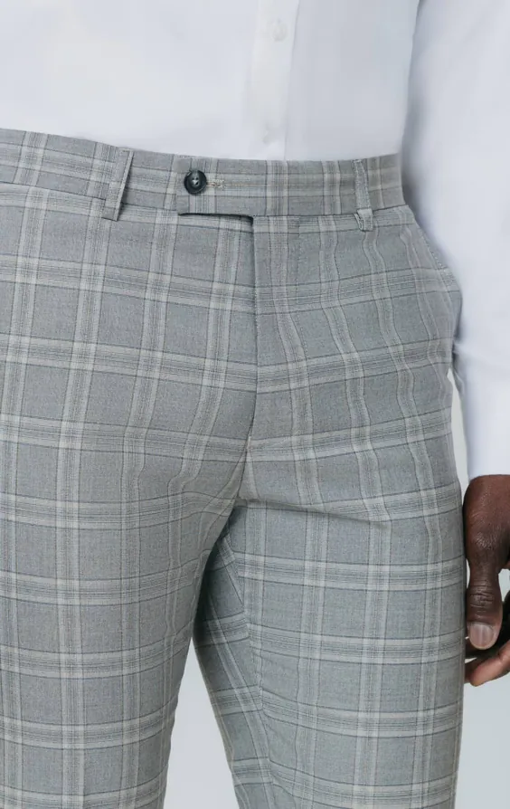 Pantalon de costume à carreaux gris et tan - photo 1