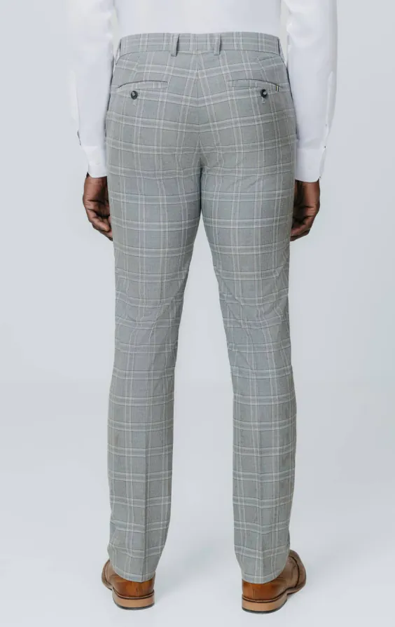 Pantalon de costume à carreaux gris et tan - photo 2