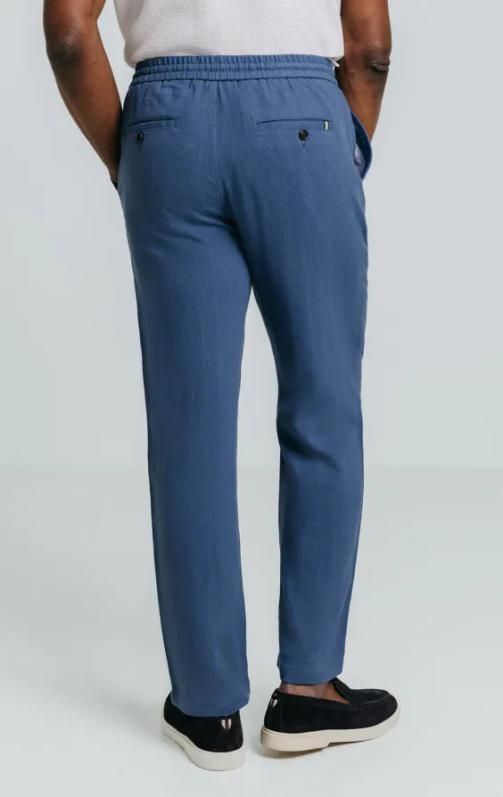 Pantalon à chevrons en lin bleu - photo 3