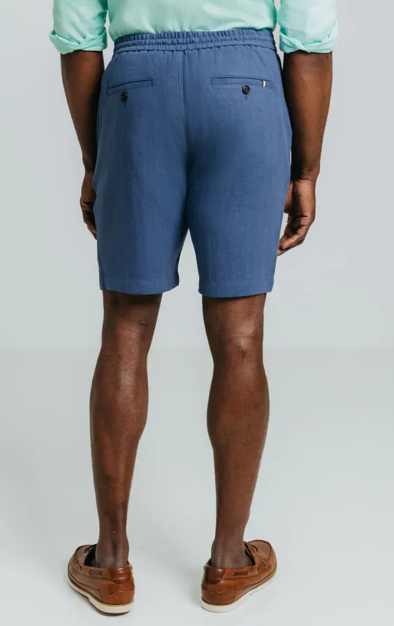 Short à chevrons en lin bleu - photo 3