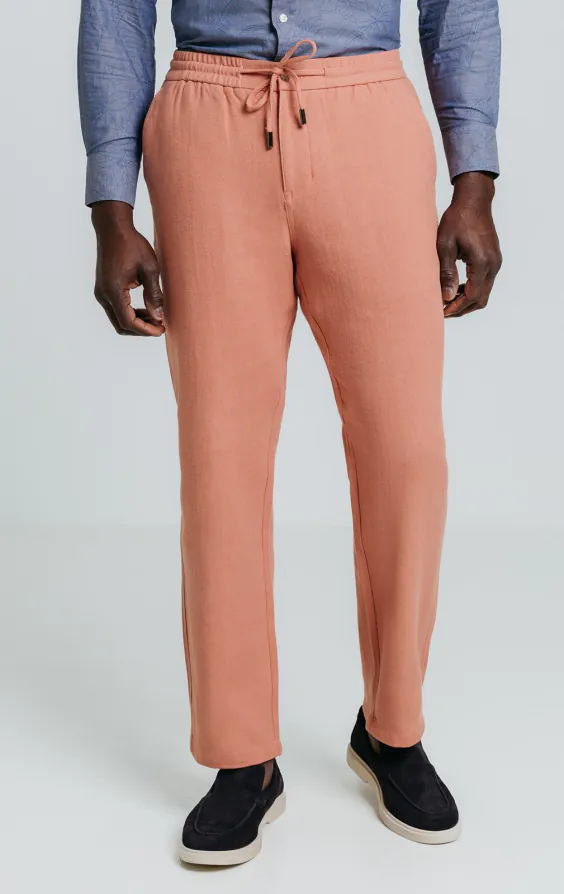 Pantalon en sergé de lin corail - photo 1