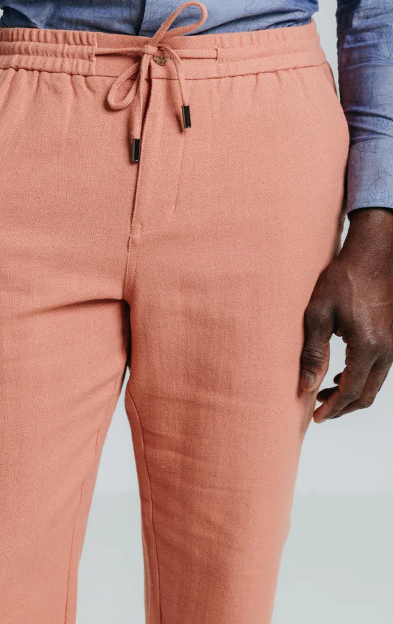 Pantalon en sergé de lin corail - photo 2