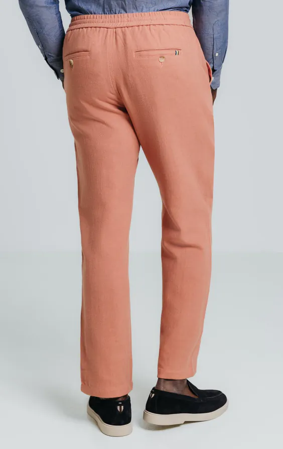 Pantalon en sergé de lin corail - photo 3