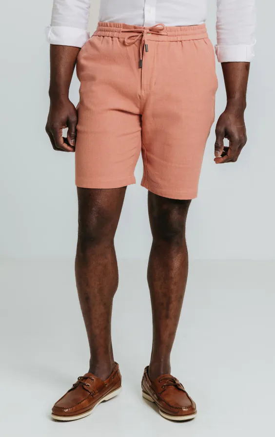 Short en sergé de lin corail - photo 1