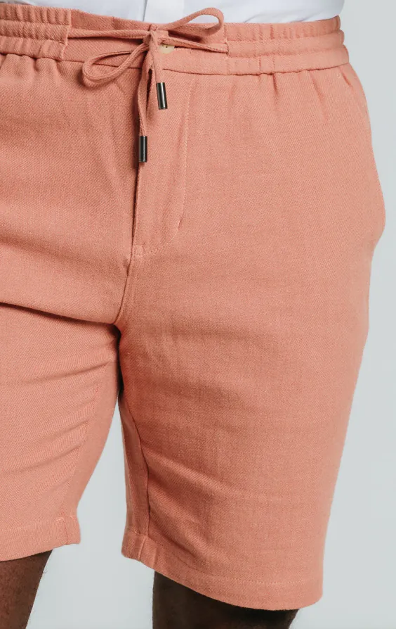 Short en sergé de lin corail - photo 2