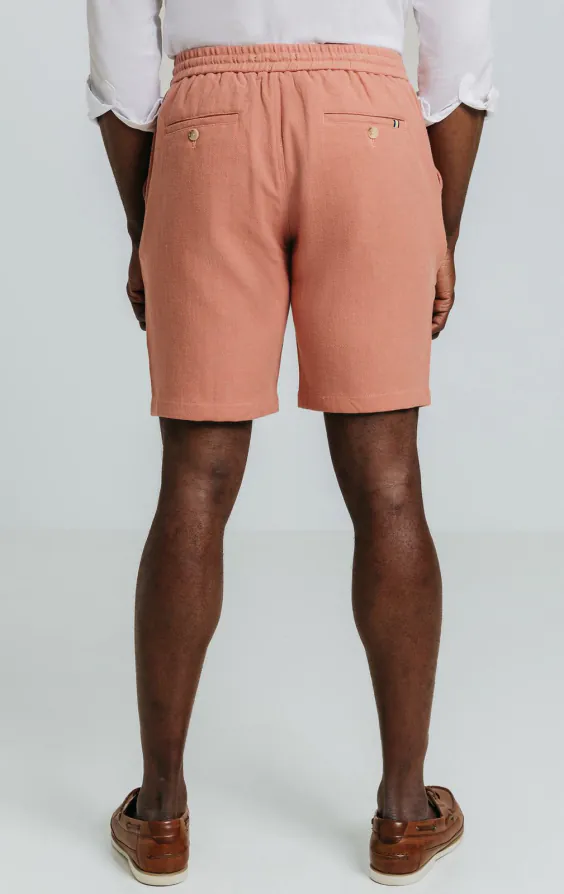 Short en sergé de lin corail - photo 3