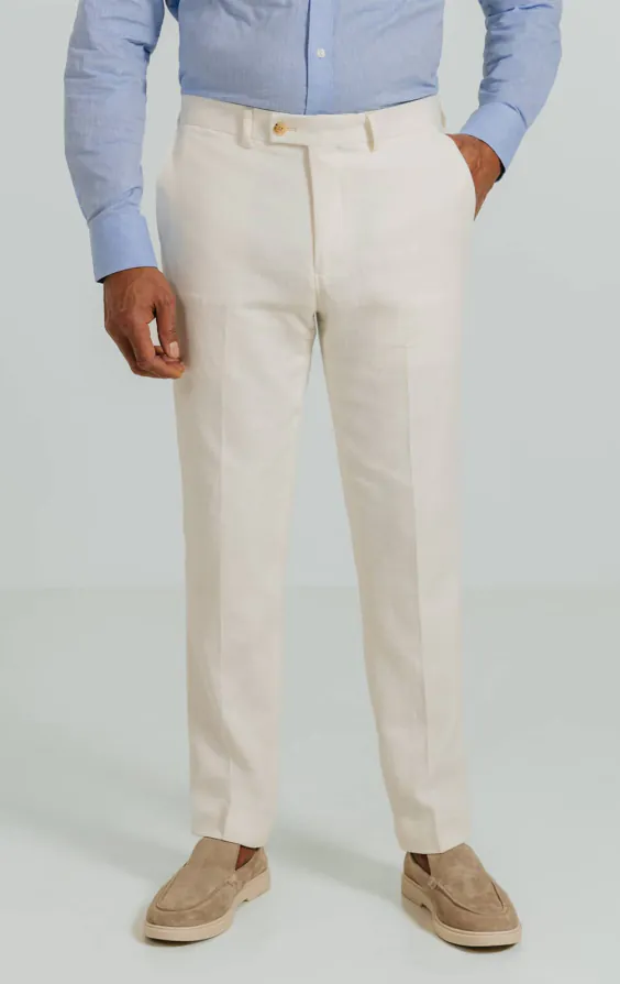 Veste de costume en sergé de lin blanc cassé - photo 5
