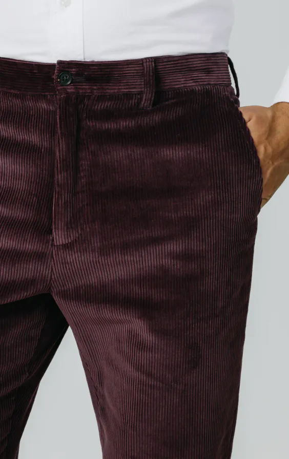 Pantalon décontracté en velours côtelé bordeaux - photo 2