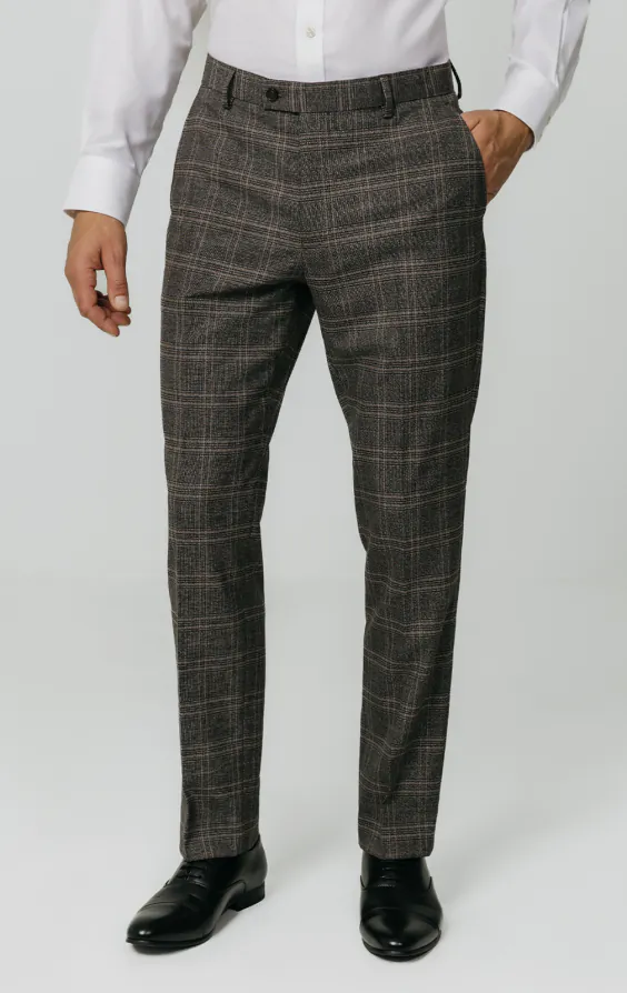 Pantalon de costume à carreaux marron Pantalon de costume à carreaux marron