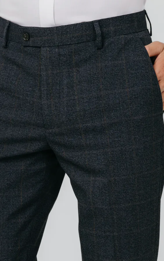 Pantalon de costume à carreaux marine et rouille - photo 1