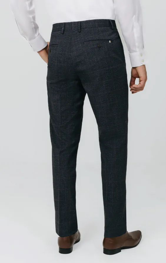 Pantalon de costume à carreaux marine et rouille - photo 2