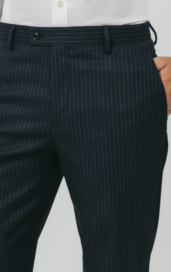 Pantalon de costume bleu marine à rayures craie - photo 1 Pantalon de costume bleu marine à rayures craie - photo 1