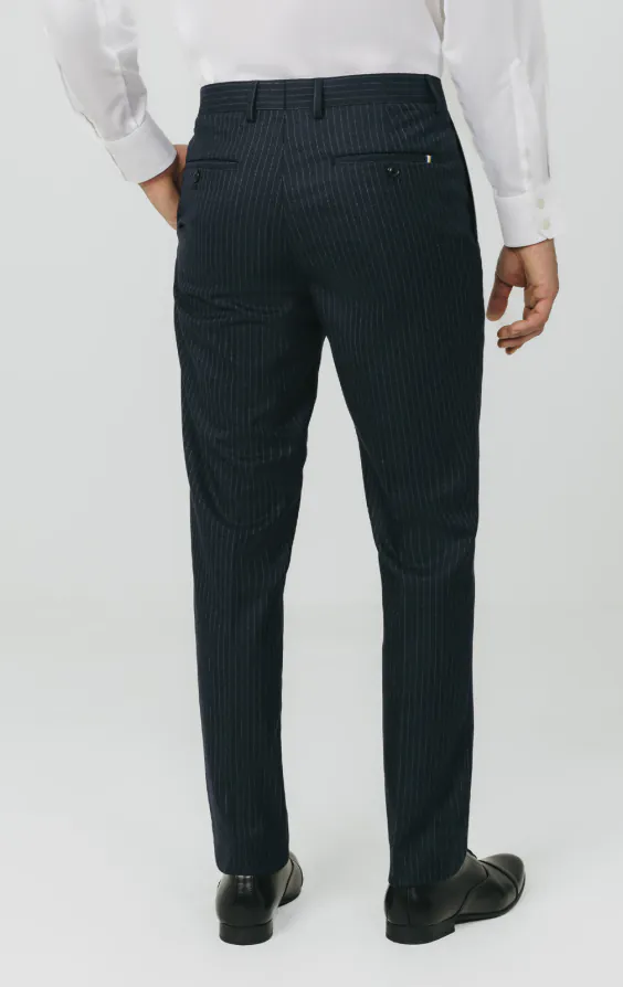 Pantalon de costume bleu marine à rayures craie - photo 2 Pantalon de costume bleu marine à rayures craie - photo 2