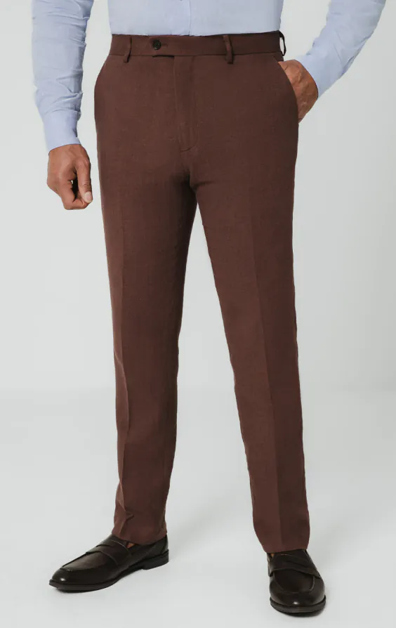 Pantalon de costume en lin moka Pantalon de costume en lin moka