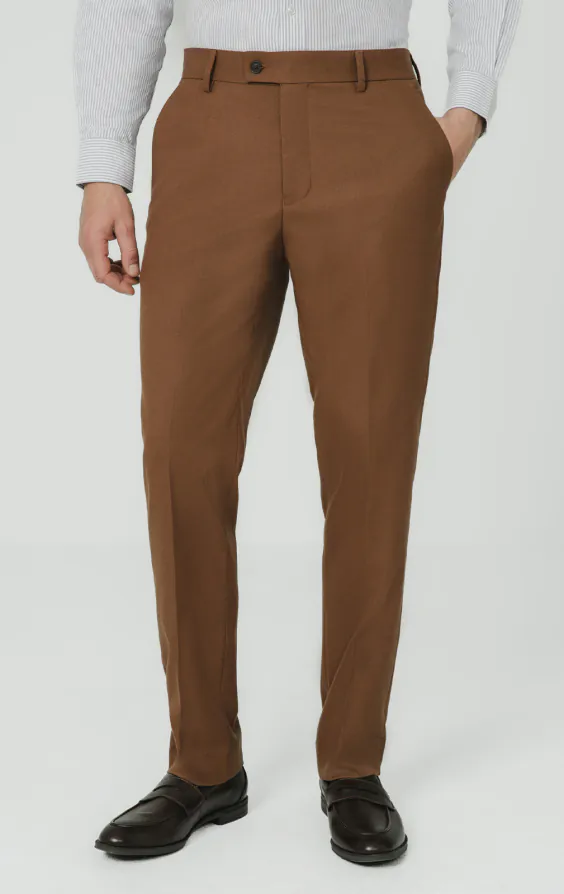 Pantalon de costume sergé marron moyen Pantalon de costume sergé marron moyen