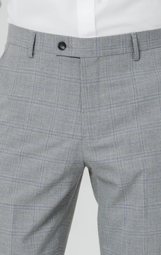 Pantalon de costume à carreaux gris clair et bleus - photo 1