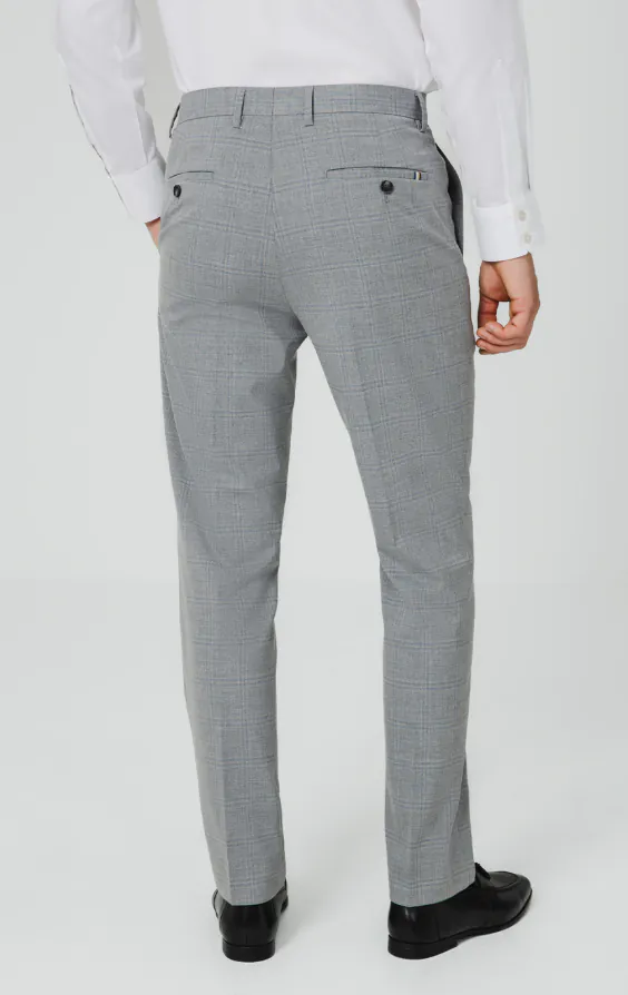 Pantalon de costume à carreaux gris clair et bleus - photo 2