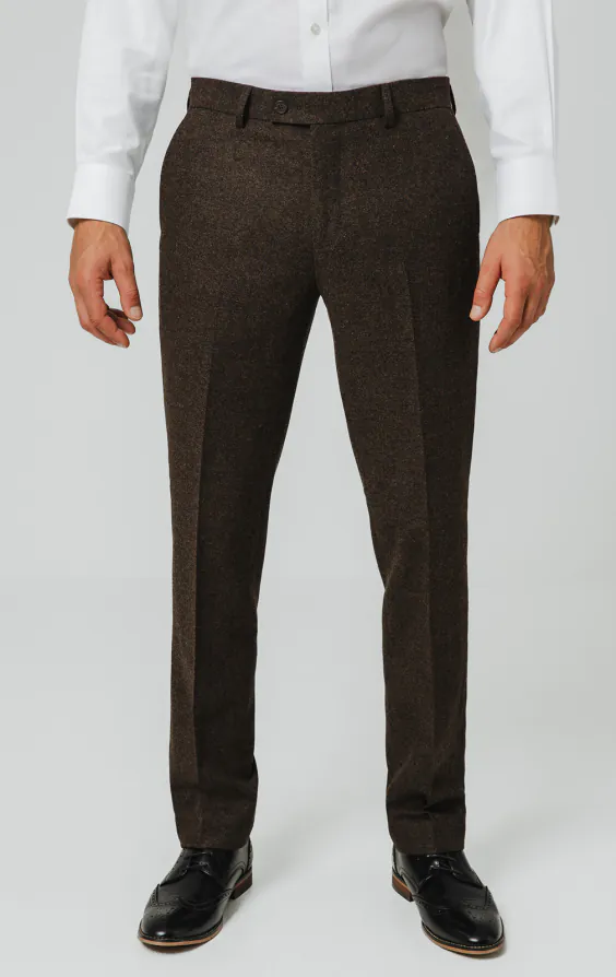 Pantalon de costume tweed Donegal brun foncé Pantalon de costume tweed Donegal brun foncé