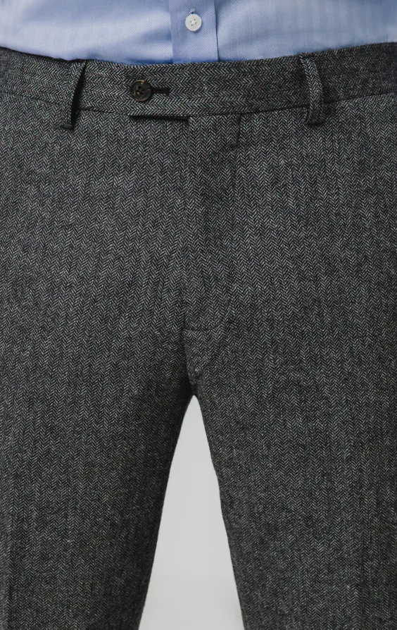 Pantalon de costume tweed gris à chevrons - photo 1 Pantalon de costume tweed gris à chevrons - photo 1