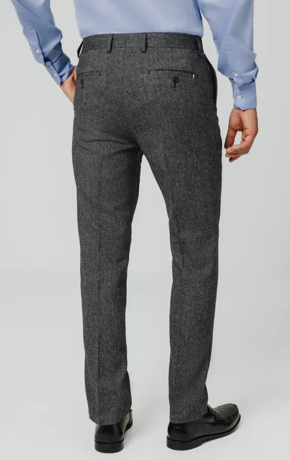 Pantalon de costume tweed gris à chevrons - photo 2 Pantalon de costume tweed gris à chevrons - photo 2