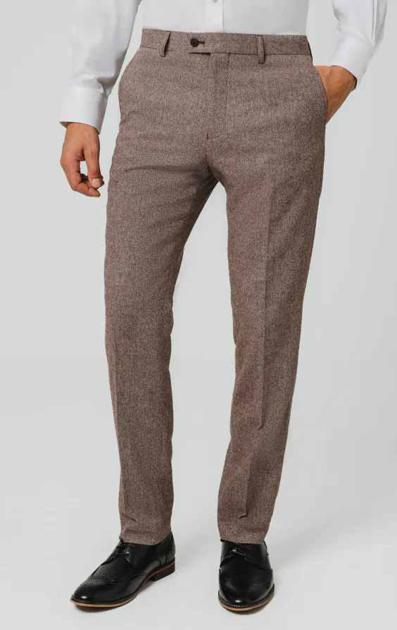 Pantalon de costume tweed séquoia à chevrons Pantalon de costume tweed séquoia à chevrons
