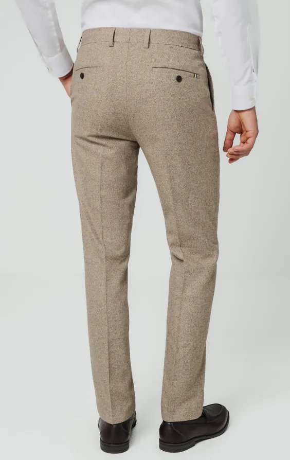 Pantalon de costume sergé tweed marron chameau - photo 2