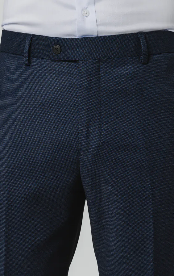 Pantalon de costume en œil-de-perdrix bleu marine - photo 1