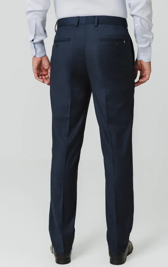 Pantalon de costume en œil-de-perdrix bleu marine - photo 2