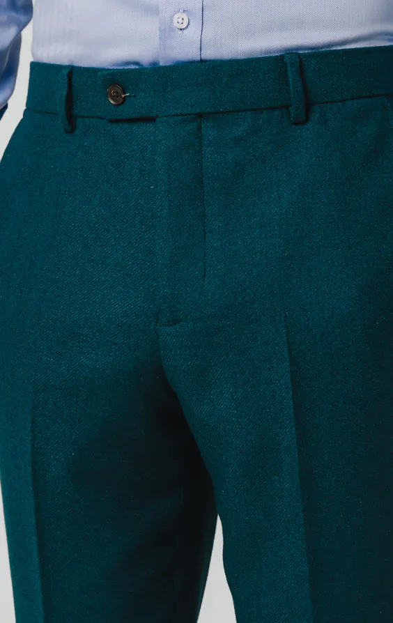 Pantalon de Costume en flanelle de laine bleu sarcelle - photo 1 Pantalon de Costume en flanelle de laine bleu sarcelle - photo 1