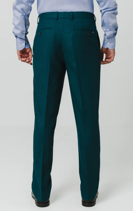 Pantalon de Costume en flanelle de laine bleu sarcelle - photo 2 Pantalon de Costume en flanelle de laine bleu sarcelle - photo 2