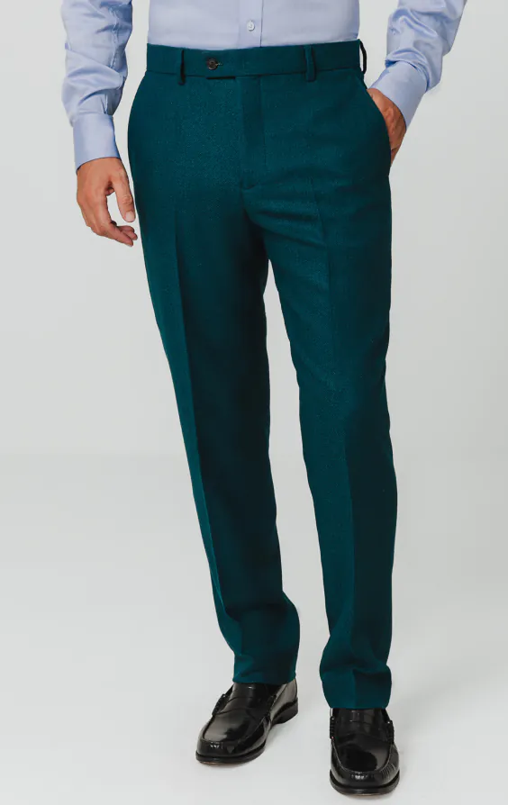 Pantalon de Costume en flanelle de laine bleu sarcelle Pantalon de Costume en flanelle de laine bleu sarcelle