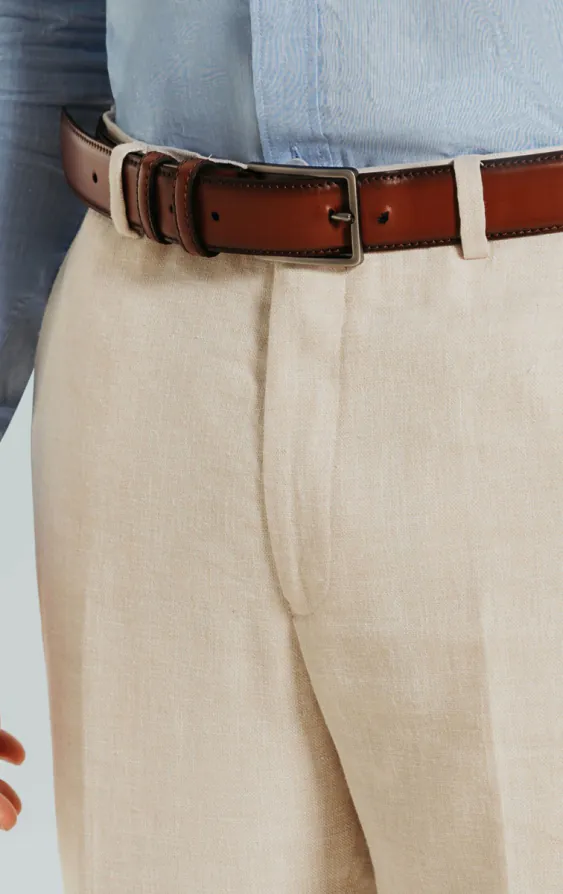 Pantalon en lin couleur crème - photo 1