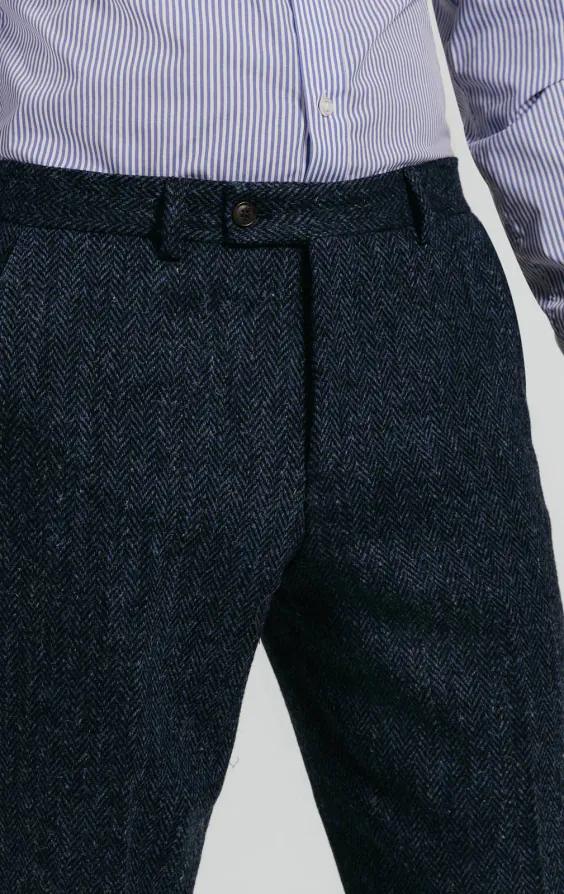Harris Tweed Pantalon de costume bleu à chevrons - photo 1