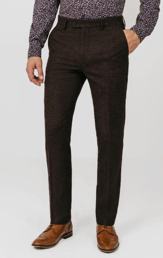 Pantalon tweed Donegal bordeaux